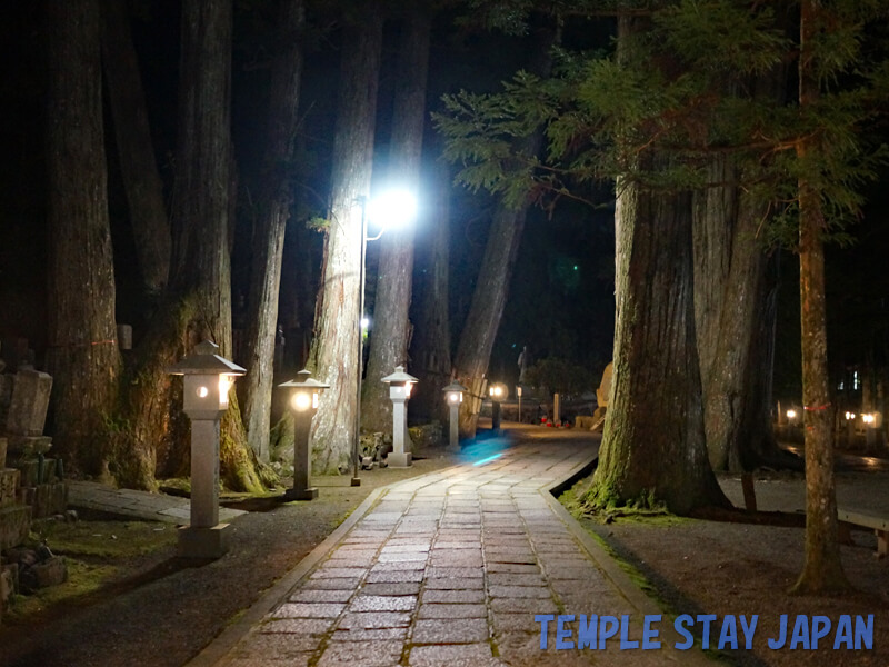Koyasan (Wakayama) Night tour The approach to Okunoin