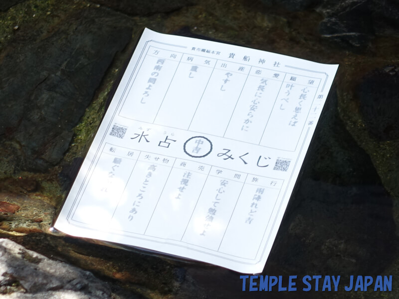 Kifune shrine (Kyoto) Water fortune slips